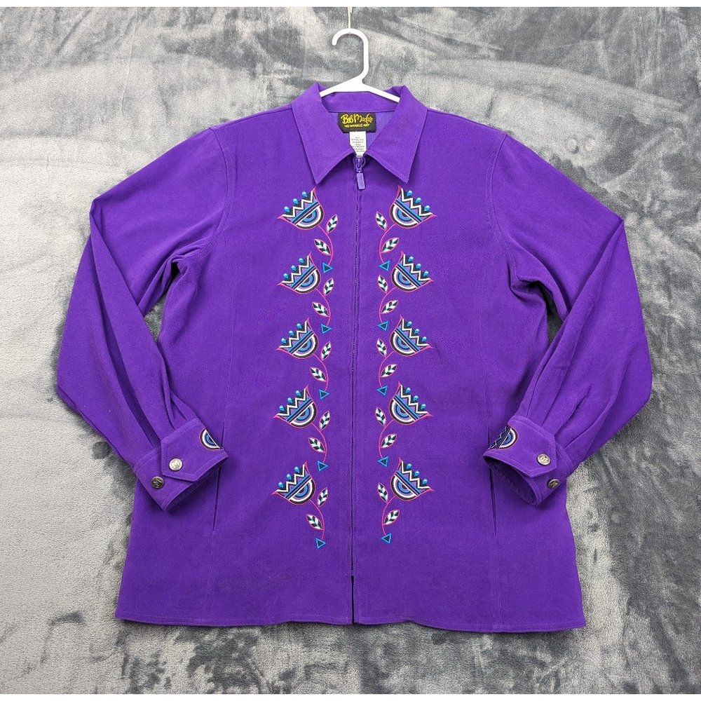 VTG Bob Mackie Western Jacket Size M Beaded Southwestern Artsy Rodeo USA Purple
